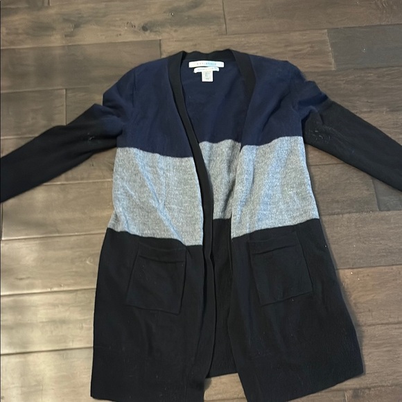 Max Studio Navy and Gray Cardigan Sweater with pockets size large - Picture 4 of 6